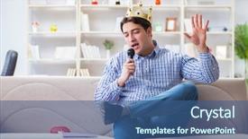  Presentation with funny - Presentation theme featuring popstar - funny man singing songs background and a  colored foreground