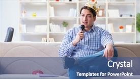  Presentation with of kids singing - Slide deck featuring popstar - funny man singing songs background and a  colored foreground