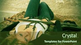  Presentation with acoustic - Beautiful slide deck featuring popstar - woman with a acoustic guitar backdrop and a  colored foreground