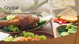  Presentation with food chicken - Presentation design consisting of popular delicious indonesian local food background and a soft green colored foreground