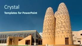  Presentation with mosque - Colorful PPT theme enhanced with popular-landmarks-of-doha-mosque backdrop and a ocean colored foreground