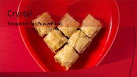  Presentation with food red - PPT theme featuring popular middle eastern dessert - paklawa background and a crimson colored foreground