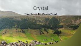  Presentation with hotel resort - Slide deck featuring popular mountain resort in the alps the beginning of autumn the view from the terrace of a prestigious ski hotel background and a light gray colored foreground