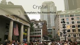  Presentation with boston - PPT layouts featuring popular-quincy-market-in-downtown background and a mint green colored foreground
