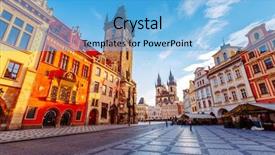  Presentation with town hall - Presentation design consisting of popular tourist attraction location famous background and a light blue colored foreground