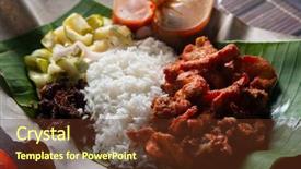  Presentation with peternakan ayam kub - Slide set featuring popular traditional malay local food background and a tawny brown colored foreground