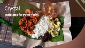  Presentation with popular - Slide deck enhanced with popular traditional malay local food background and a tawny brown colored foreground