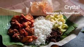  Presentation with tom yum kung traditional food - Beautiful PPT layouts featuring popular traditional malay local food backdrop and a coral colored foreground