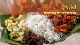  Presentation with popular - Colorful presentation theme enhanced with popular traditional malay local food backdrop and a red colored foreground