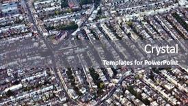  Presentation with london - Cool new slides with population - aerial view of london streets backdrop and a gray colored foreground