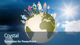  Presentation with population - PPT layouts having population composition - people standing on earth background and a  colored foreground
