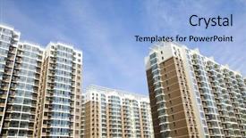  Presentation with block party - Colorful PPT theme enhanced with population density - block of flats backdrop and a light blue colored foreground