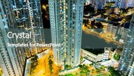  Presentation with hong kong stock market - Amazing slides having population density - hong kong apartment building backdrop and a ocean colored foreground