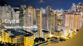  Presentation with population - Cool new presentation theme with population density - hong kong at night backdrop and a coral colored foreground