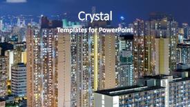  Presentation with hong kong stock market - PPT theme featuring population density - hong kong compact life background and a ocean colored foreground