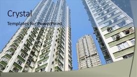  Presentation with hong kong - PPT theme with population density - hong kong housing background and a light blue colored foreground