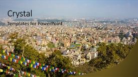  Presentation with view of rotterdam city - PPT theme having population density - kathmandu city view from swayambhunath background and a  colored foreground