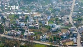  Presentation with nepal - Beautiful PPT layouts featuring population density - suburbs of pokhara aerial view backdrop and a seafoam green colored foreground