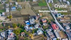  Presentation with city of chicago aerial view - Slide deck consisting of population density - suburbs of pokhara aerial view background and a gray colored foreground