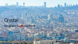  Presentation with city - Slide set featuring population environment - ankara city view - ankara background and a light blue colored foreground