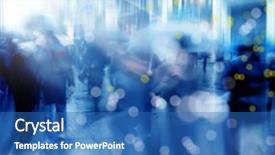  Presentation with busy street - Beautiful slide deck featuring population environment - blurry background image of people backdrop and a  colored foreground