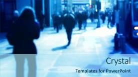  Presentation with busy street - Amazing presentation design having population environment - blurry background image of people backdrop and a  colored foreground