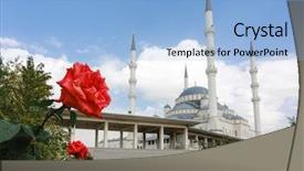  Presentation with mosque - PPT theme enhanced with population environment - kocatepe mosque - ankara turkey background and a light blue colored foreground