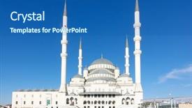  Presentation with masjid is the principal mosque - Beautiful presentation theme featuring population environment - kocatepe mosque - ankara turkey backdrop and a ocean colored foreground