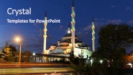  Presentation with population - Colorful presentation theme enhanced with population environment - kocatepe mosque at night backdrop and a ocean colored foreground