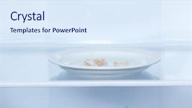  Presentation with refrigerator - PPT theme featuring population health managment - bread crumbs on plate background and a sky blue colored foreground