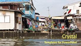 Presentation with population - Beautiful PPT layouts featuring population lower - shanty-town in thailand backdrop and a tawny brown colored foreground