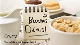  Presentation with breakfast cereal - Presentation design featuring porcelain bowl with cereal background and a soft green colored foreground