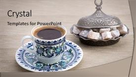  Presentation with turkish - Presentation theme having porcelain cup - traditional turkish coffee served background and a soft green colored foreground