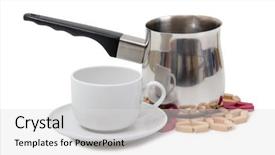  Presentation with porcelain - Amazing slide set having porcelain cup and metal pots backdrop and a  colored foreground