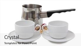  Presentation with porcelain - Cool new PPT layouts with porcelain cup and metal pots backdrop and a  colored foreground