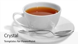  Presentation with tea cup - Presentation featuring porcelain cup of tea isolated background and a light gray colored foreground