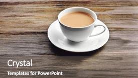  Presentation with milk tea - PPT theme with porcelain cup of tea background and a dark gray colored foreground