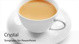  Presentation with milk tea - Slide deck with porcelain cup of tea background and a light gray colored foreground