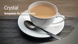  Presentation with milk tea - Colorful PPT theme enhanced with porcelain cup of tea backdrop and a coral colored foreground