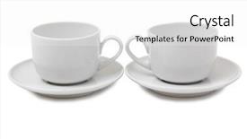  Presentation with tea cup - PPT theme enhanced with porcelain cup with tea on white background background and a white colored foreground