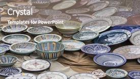  Presentation with porcelain - Slides having porcelain hand-painted dishes background and a gray colored foreground