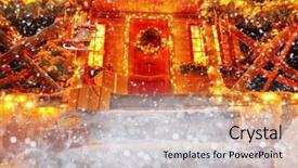  Presentation with miracle - Slide deck with porch decorated with luminous garlands background and a soft green colored foreground