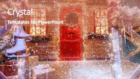  Presentation with miracle - Colorful PPT theme enhanced with porch decorated with luminous garlands backdrop and a coral colored foreground