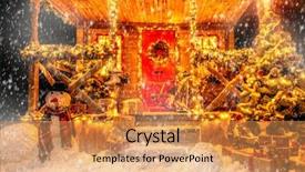  Presentation with miracle - PPT layouts having porch decorated with luminous garlands background and a yellow colored foreground