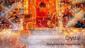  Presentation with luminous - Audience pleasing slide deck consisting of porch decorated with luminous garlands backdrop and a coral colored foreground