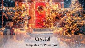  Presentation with miracle - Colorful PPT theme enhanced with porch decorated with luminous garlands backdrop and a coral colored foreground