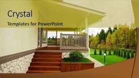  Presentation with house - Colorful presentation design enhanced with porch of the elite house backdrop and a yellow colored foreground