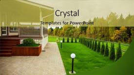 Presentation with house - Colorful presentation theme enhanced with porch of the elite house backdrop and a yellow colored foreground