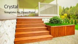  Presentation with house - Amazing PPT theme having porch of the elite house backdrop and a yellow colored foreground