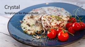  Presentation with veal - Cool new PPT theme with porcini mushrooms and rice duo backdrop and a  colored foreground